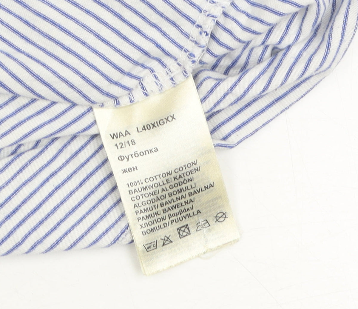 Lee Unisex White Striped Ringer T-Shirt L Casual