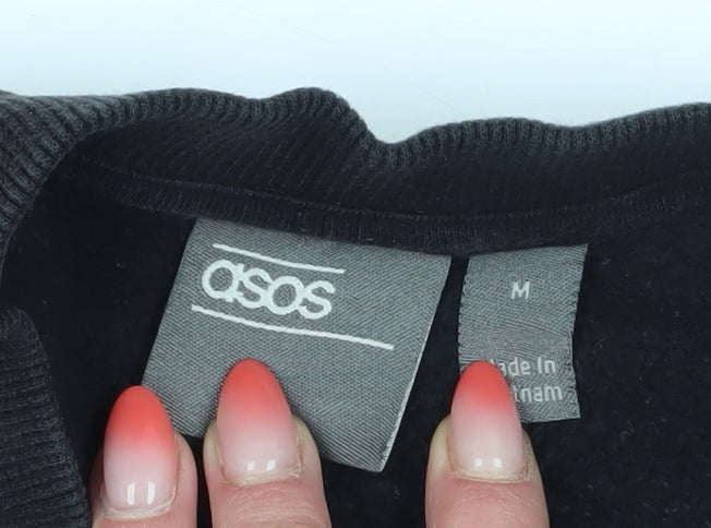 ASOS Unisex Black Pullover Sweatshirt, M, Crew Neck