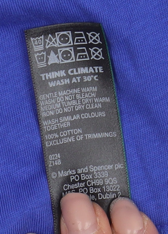Marks & Spencer Women's Blue Cotton V-Neck T-Shirt Size 10