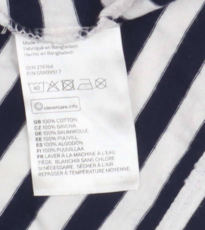 H&M Women's XS Blue Cropped T-Shirt New York Striped