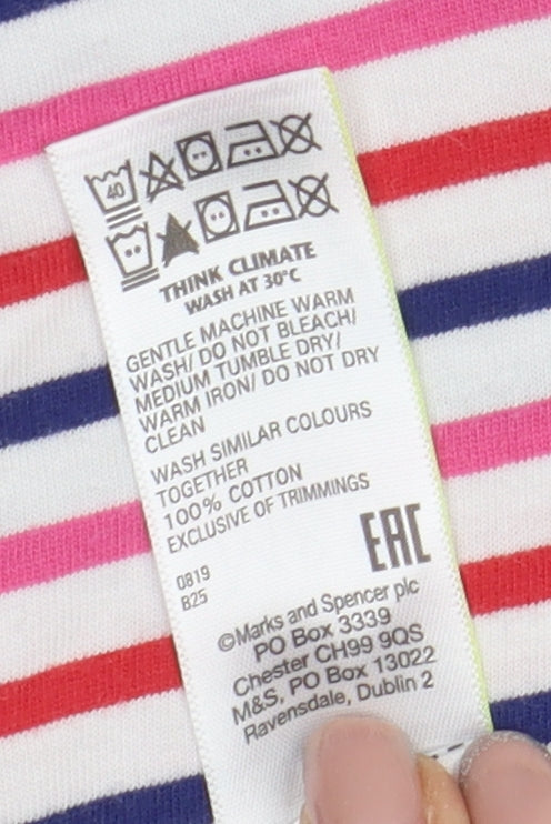 Marks & Spencer Women's Multicoloured Striped T-Shirt