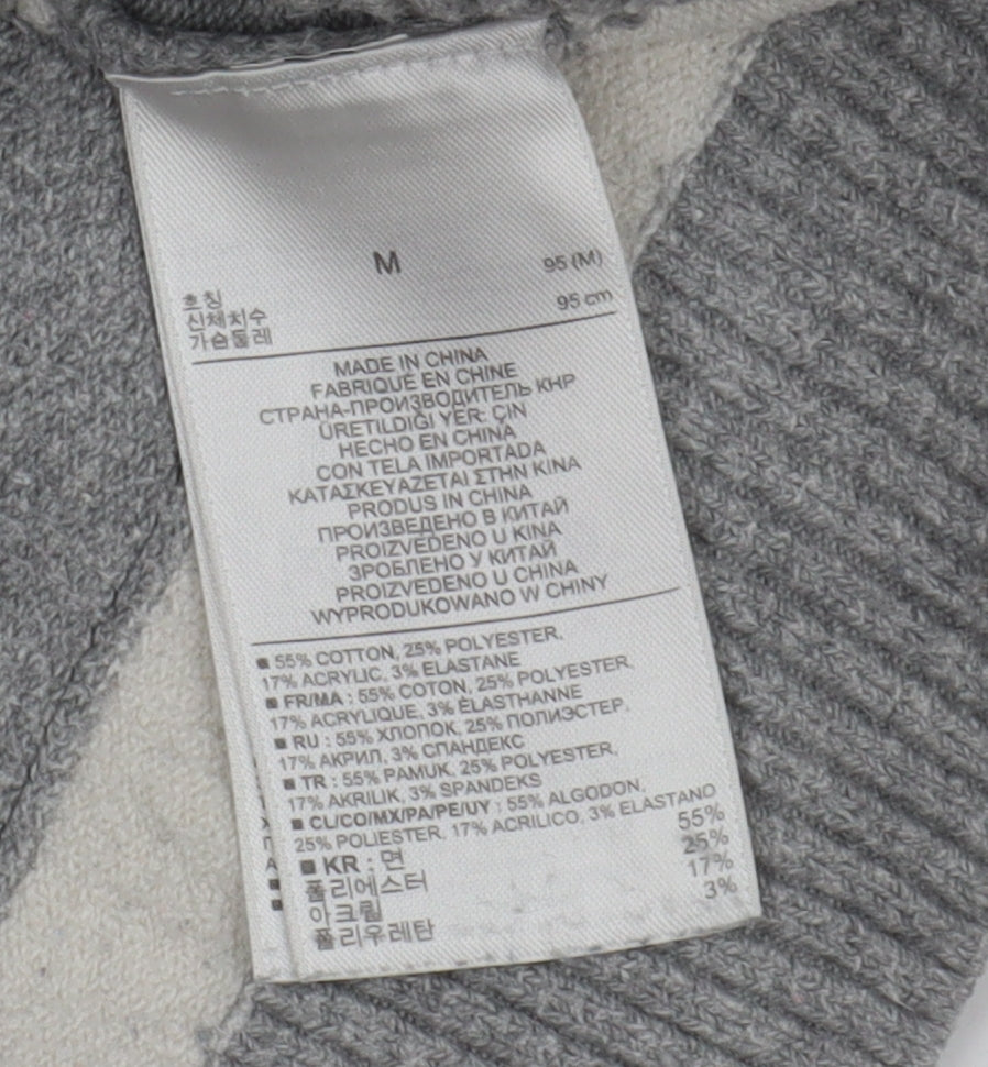 Gap Women's Grey Striped Roll Neck Pullover Jumper M