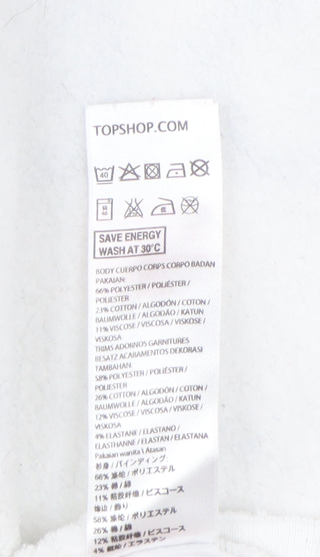 Topshop Women's White Pullover Graphic Sweatshirt UK 12