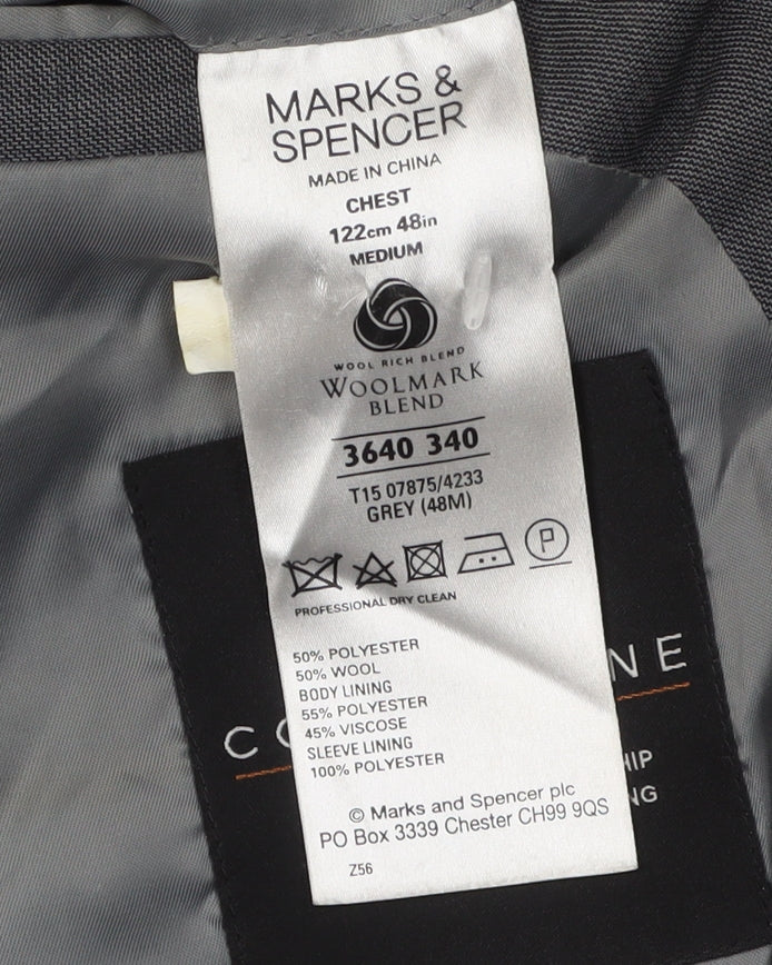 Marks & Spencer Men's Grey Blazer 48R, Business