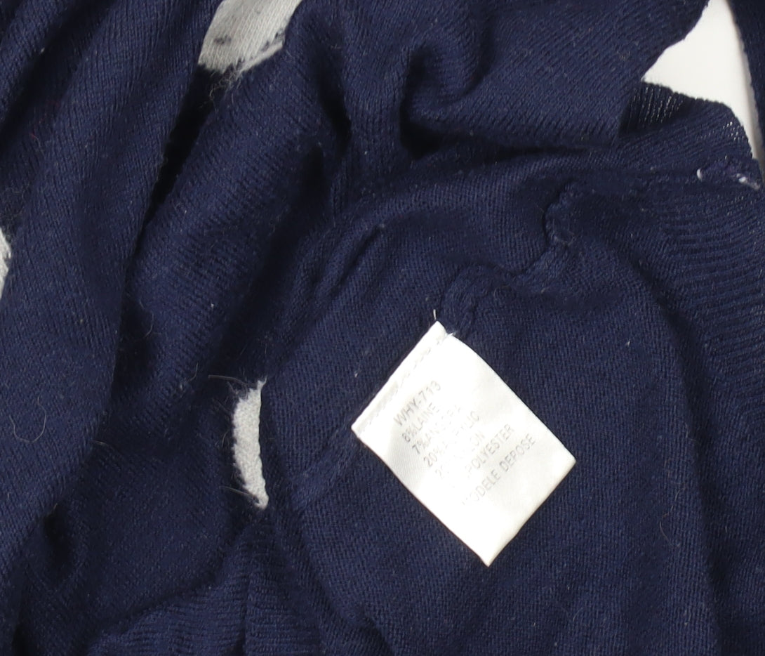 WHY NOT Women's Blue V-Neck Polka Dot Pullover Jumper Size M