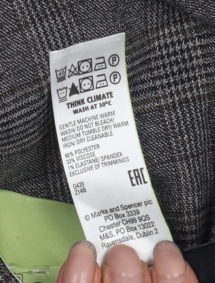 Marks & Spencer Men's Grey Slim Fit Check Trousers