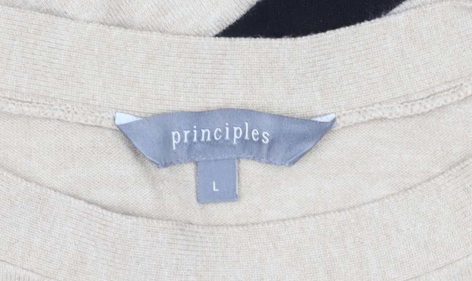 Principles Women's Beige Black Stripe Jumper, Size L