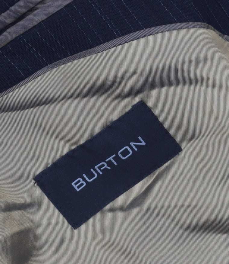 Burton Men's Black Pinstripe Suit Jacket 44S