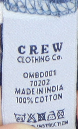 Crew Men's Blue Half Zip Sweatshirt, Medium, Logo Accent
