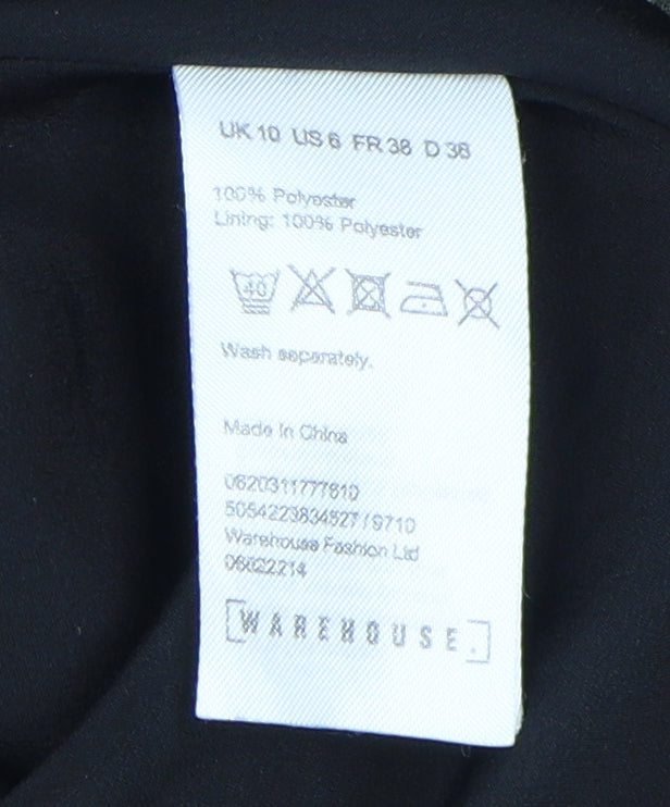 Warehouse Women's Black Floral Fit & Flare Dress, Size 10