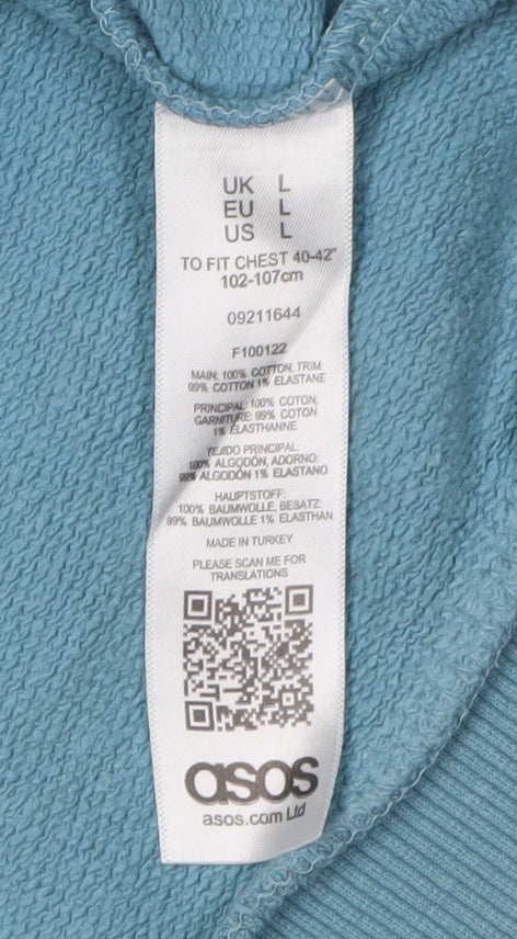 ASOS Men's Blue Pullover Hoodie, Size L