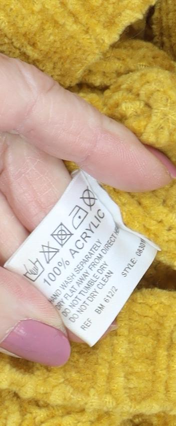 Brand and care label for Essentials by Bon Marché Women's Yellow Mock Neck Jumper