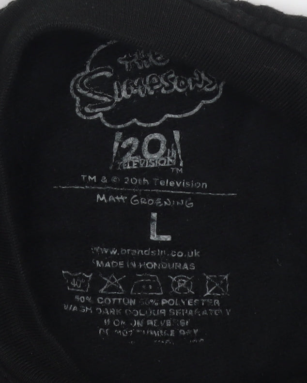Simpsons Boys Black Graphic Print Pullover Sweatshirt L