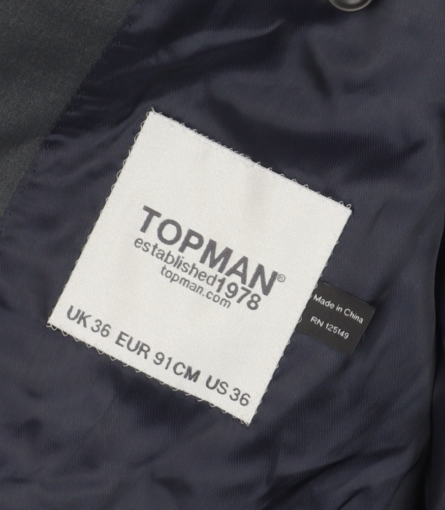 Topman Men's Black Blazer, UK 36 M, Regular Fit