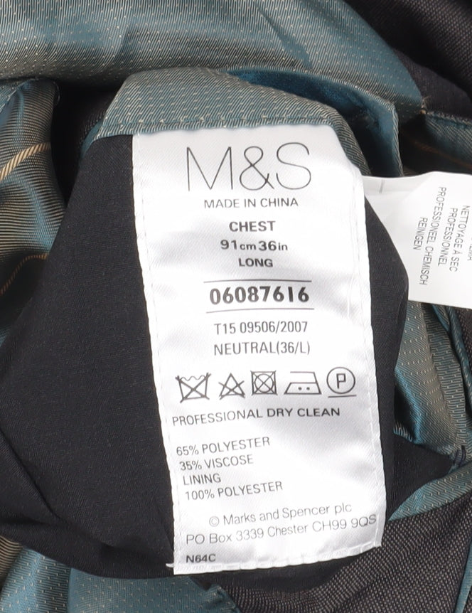 Marks & Spencer Mens Grey Long Blazer 36L