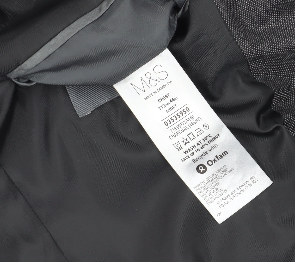 Marks & Spencer Men's Grey Blazer, Size 44S