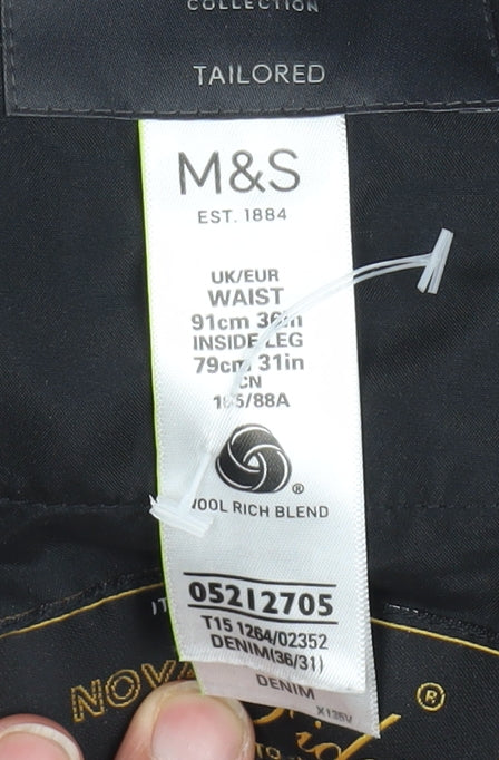 Marks & Spencer Men's Black Dress Pants Lined Wool