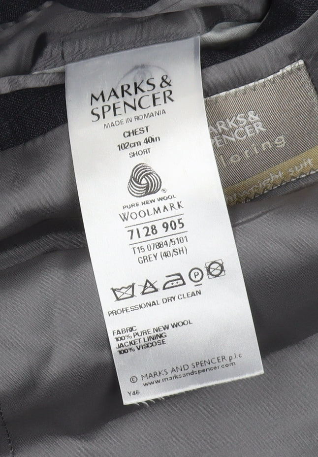 Marks & Spencer Men's Grey Wool Suit Jacket Size 40S