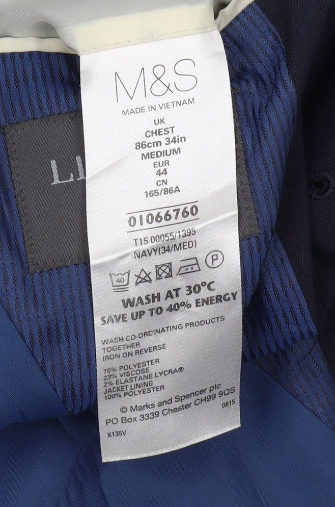 Marks & Spencer Men's Blue Blazer, Size 34R, Formal