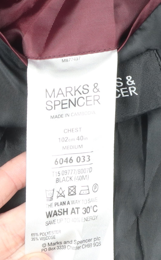 Marks & Spencer Men's Black Regular Fit Suit Jacket 40R