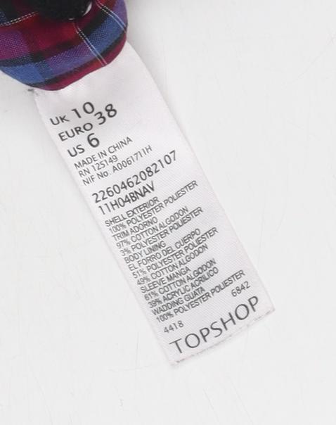 Topshop Women's Navy UK 10 Quilted Jacket