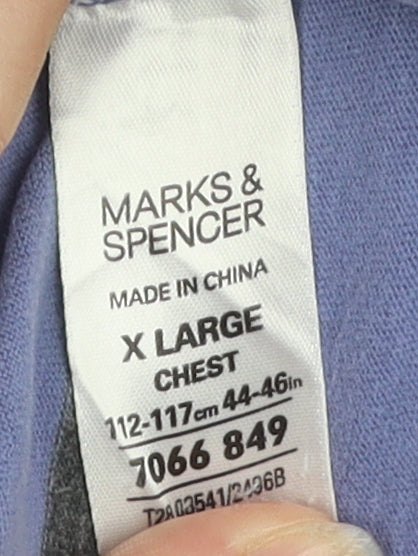 Marks & Spencer Mens Blue Striped XL Long Sleeve Shirt