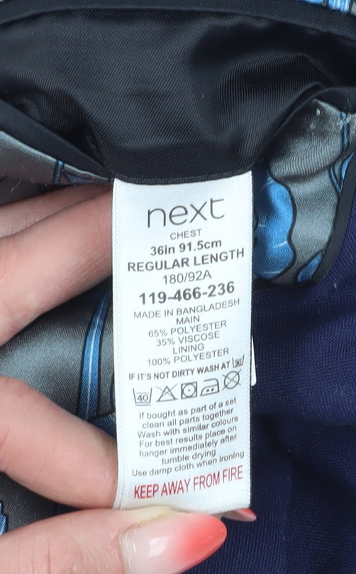 Next Mens Blue Blazer 36R Regular Fit 2-Button Formal