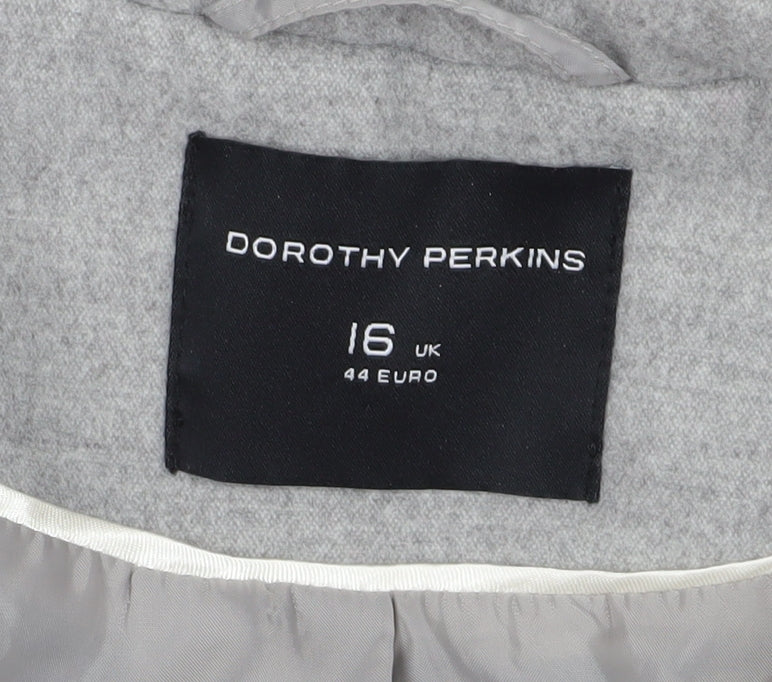 Dorothy Perkins Women's Grey Pea Coat Size 16