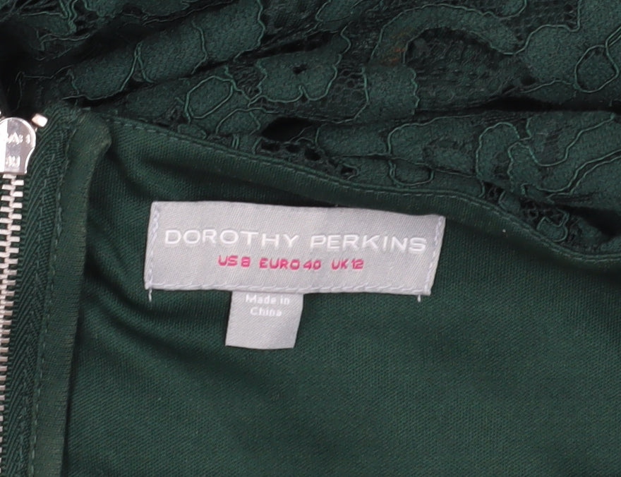 Dorothy Perkins Green A-Line Dress Size 12 Women