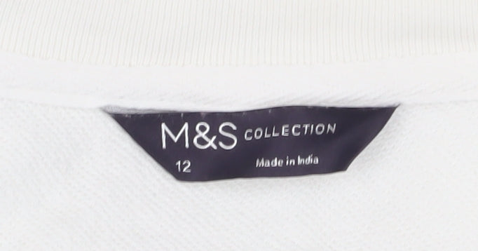 Marks & Spencer Women's Ivory Embroidered Cotton Sweatshirt UK 12