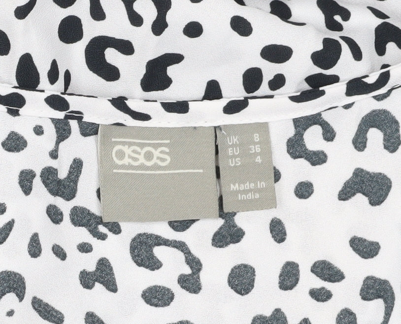 ASOS Women's White Animal Print Shift Dress 8