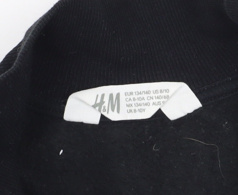 Brand and care label for H&M girls’ black full zip sweatshirt 9-10 years