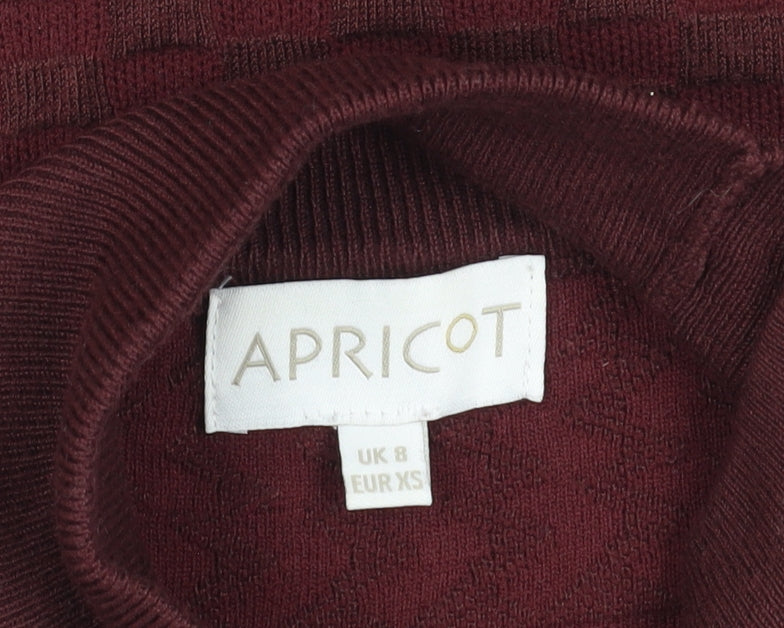 Apricot Women's Red Geometric Midi Knit Pencil Dress