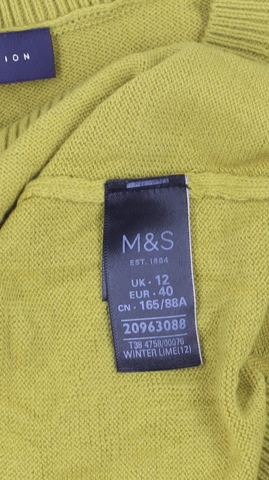 Marks & Spencer Women's Yellow Beaded Pullover, Size 12