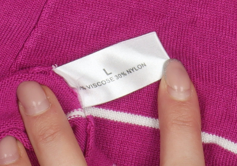 Linea Women's Pink Striped Cardigan, Size L, Viscose Blend