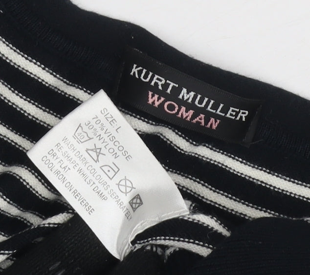 Kurt Muller Women's L Black Striped Tunic Jumper