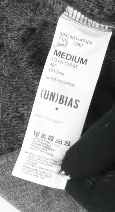 Debenhams Men's Grey Puffer Jacket Stand-Up Collar M