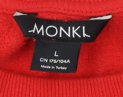 Monki Unisex Red Graphic Pullover Sweatshirt L