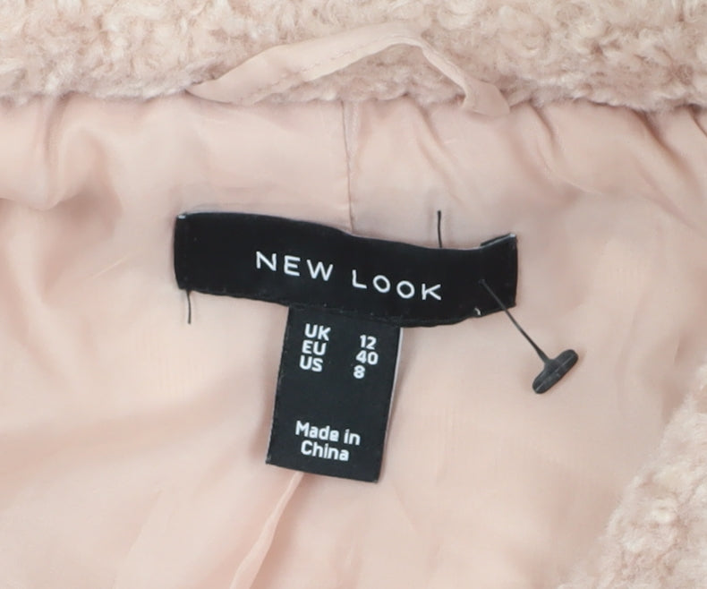 New Look Women's Pink Polyester Overcoat Size 12 Lined