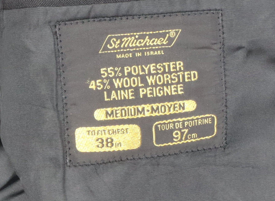 St Michael Men's Black Tuxedo Suit Jacket, 38R, Shawl Lapel