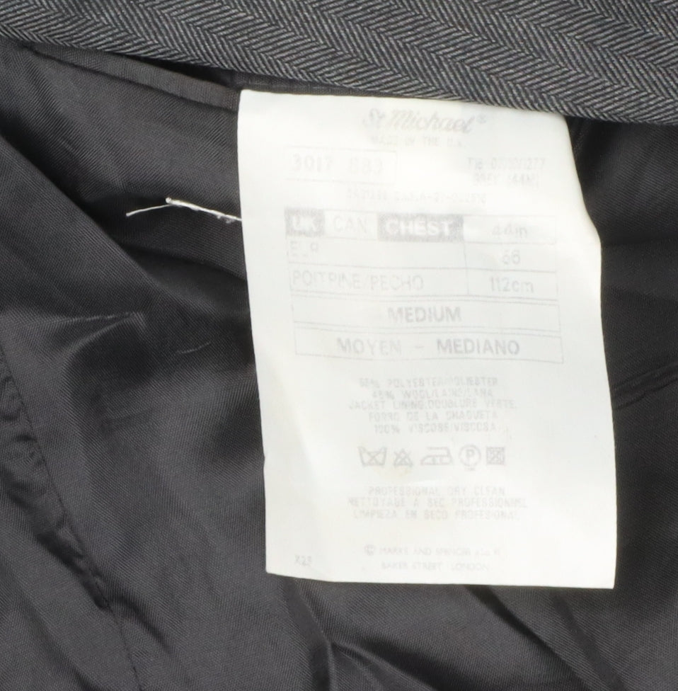 Marks & Spencer Men's Grey Blazer, Size 44r, Classic Fit