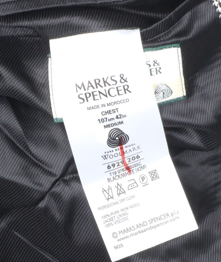Marks & Spencer Men's Black Check Blazer 42R