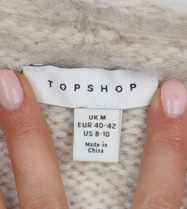 Topshop Women's Beige Striped Cardigan Medium