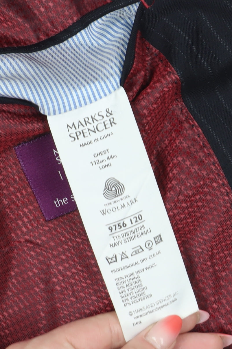 Marks & Spencer Men's Black Striped Blazer 44L