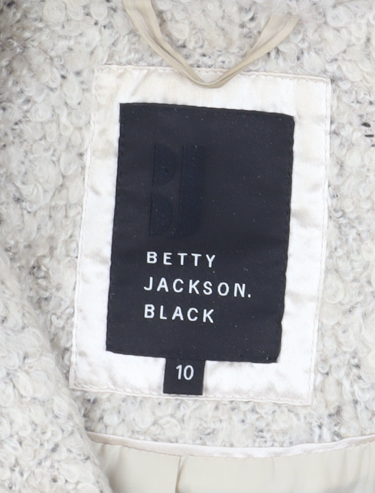 Betty Jackson Black Womens Ivory Overcoat Size 10