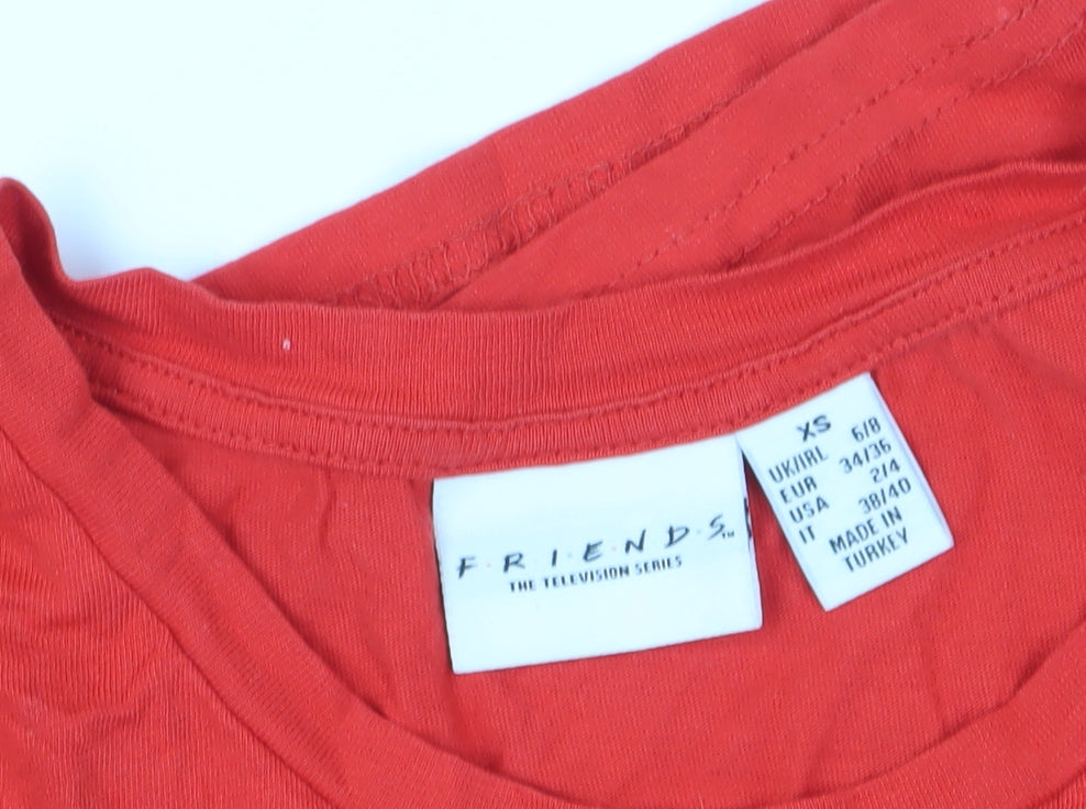 Friends Unisex Red XS T-Shirt Crew Neck Casual