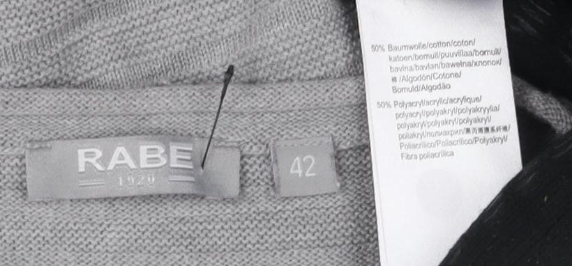 RABE Women's Grey Pullover Jumper, Size 14, Studded Accent