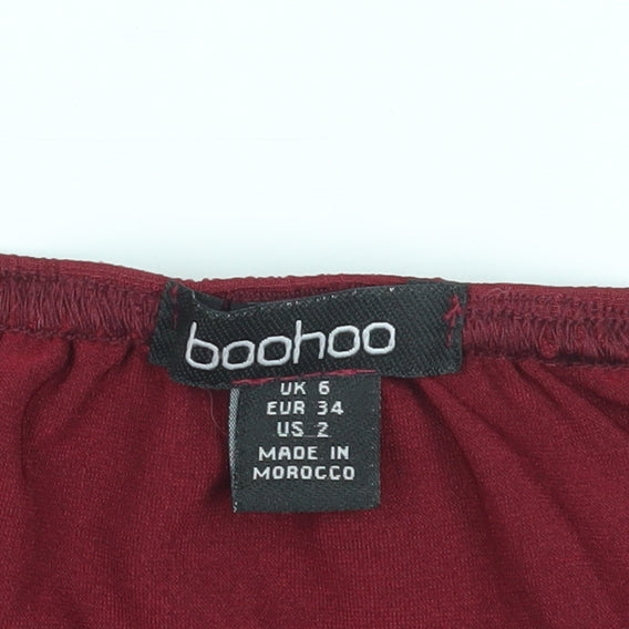 Boohoo Women's Red Bodycon Dress, Size 6, Party