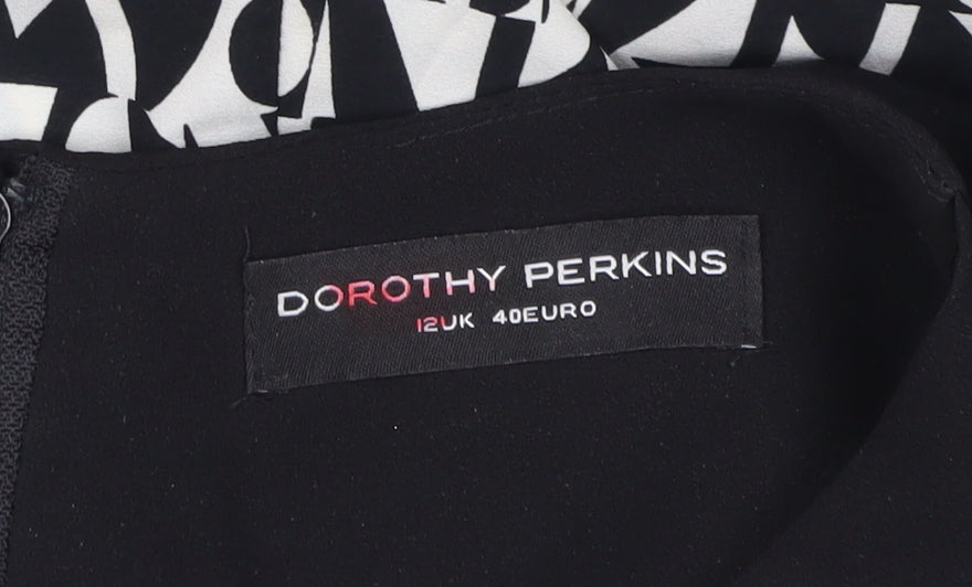 Dorothy Perkins Women Black Geometric Sheath Dress Size 12