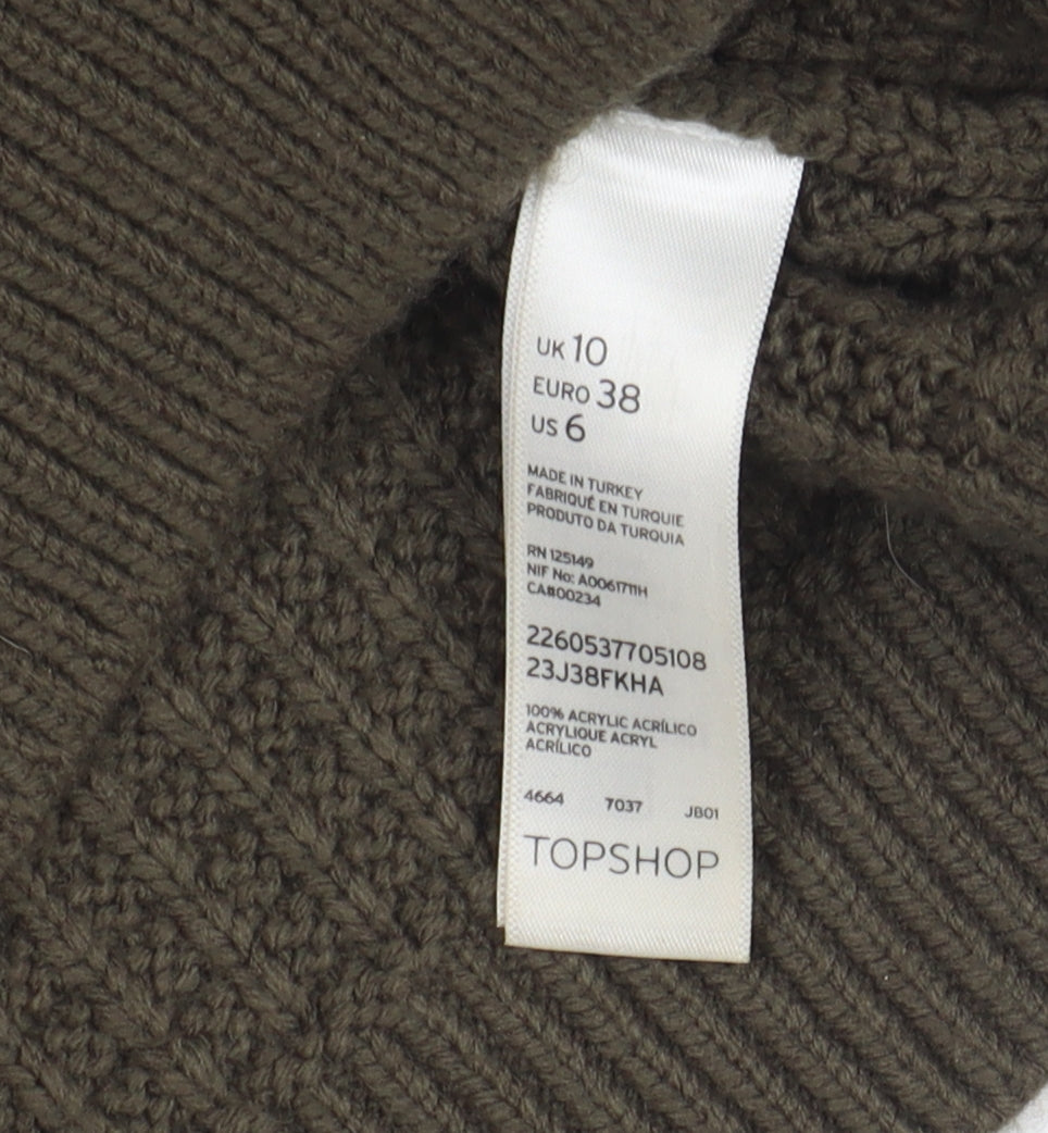 Topshop Women's Green Jumper, Size 10, Chunky Knit